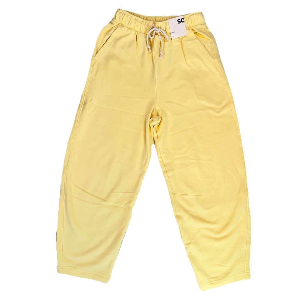 NEW Barrel Leg Joggers Butter Yellow Women's Small Lounge Soft Fleece NWT